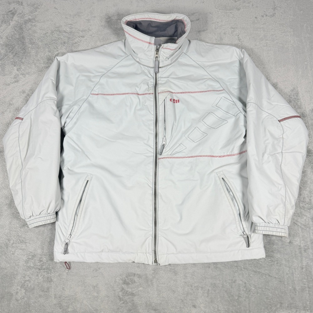 Gill Mens XL Sailing Jacket Light Gray Full Zip Technical Mesh Lined 1050